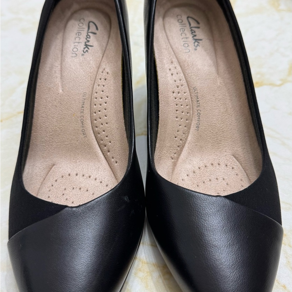Clarks Black Leather Slip-On Flats